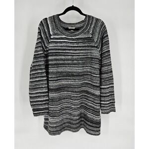 ana Tunic Sweater Womens XXL Gray Striped Knit Raglan Long Sleeve Pullover Top